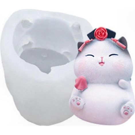 Moule à bougie 3D animal mignon en silicone pour chat, résine époxy, plâtre, création DIY de bougies parfumées, moule cristal (1/3)