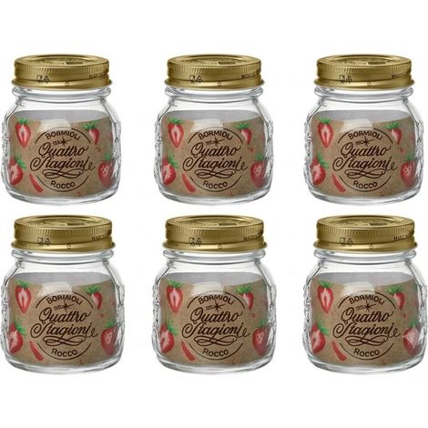 Set 6 Vasi in Vetro Quattro Stagioni 15cl con Capsula a vite e pulsante verifica sottovuoto e salva freschezza Ermetica Vasocottura Pastorizzazione Contenitori vasetti Lead Free 150ml Barattoli (1/5)