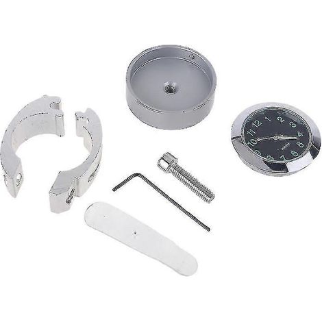 Horloge miniature phosphorescente pour moto, cadran en alliage d'aluminium, à fixer sur un vélo.-Silver (1/4)