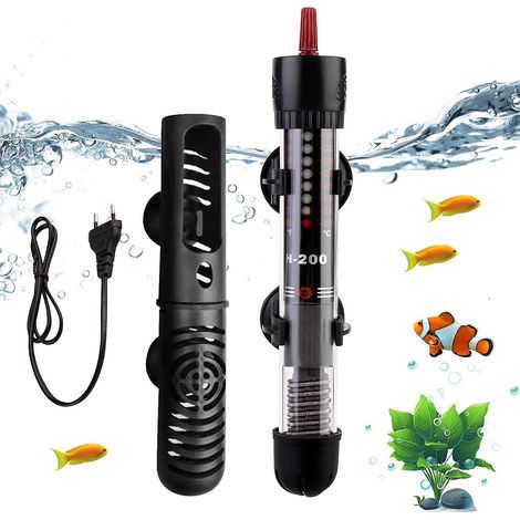 Calentador de acuario de 200 W, mini calentador de acuario, calentador ajustable, varilla calefactora para acuarios y peceras con tapa. (1/5)