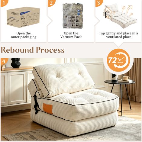 Canapé Poire Gonflable Pliant, Chaise Lounge Convertible Lit d'Appoint, Fauteuil Repliable pour Salon Chambre, Coussin Sol Confortable et Nomade, Modèle MJ (1/5)
