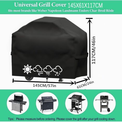 LaBlanc-Outdoor-Grillabdeckung 145 x 61 x 117 cm, Outdoor-Plancha-Abdeckung, 210D Oxford-Grillschutz, geeignet für Weber, Brinkmann, Char Broil usw., Winddicht/UV-beständig/wasserdicht/feuchtigkeitsbe