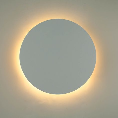 Applique Blanc Métal Ø 40 cm rond plat Moderne Lampe murale