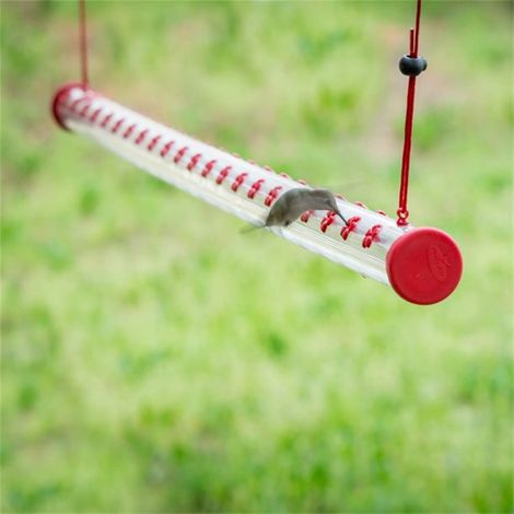 Mangeoire pour colibris - Mangeoire de 40 cm avec tube en polycarbonate transparent rouge vif, facile à nettoyer, décoration printanière et estivale, mangeoire extérieure pour colibris, terrasse, pati