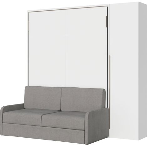 Letto matrimoniale a scomparsa 160 Versia con divano e armadio 1 anta dx bianco (1/5)