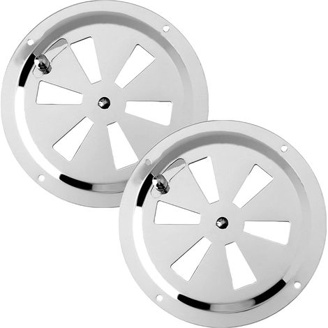 Lntyq Grille de Ventilation Rond 2 pièces Grille D'aération Ronde Trou de Ventilation Grille Aeration Reglable Grille d'aération 125 mm en Acier Inoxydable Grille D'évacuation Air Entrant (1/5)