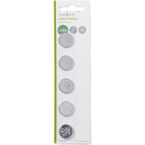 Nedis CR2025 Pila de botón de litio 3V Pack de 5