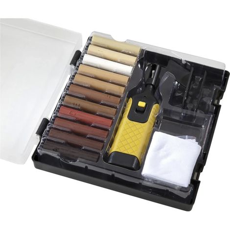 Kit de reparación para laminado y parquet con 11 colores de barras de cera dura