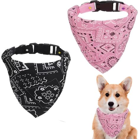 Collar tipo bandana de 2 piezas para perros, collar triangular ajustable para perros y gatos de tamaño pequeño a grande (M) (1/5)