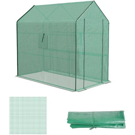Serre de jardin Bâche de remplacement pour serre de jardin 140 x 213 x 190 cm avec fenêtre, porte anti-UV pour le jardin - Vert