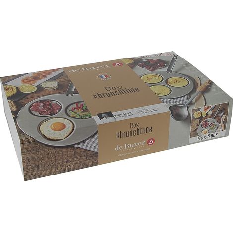 Box BrunchTime : poêle 3 blinis Mineral B De Buyer louche inox et spatule en bois 30 cm (1/5)