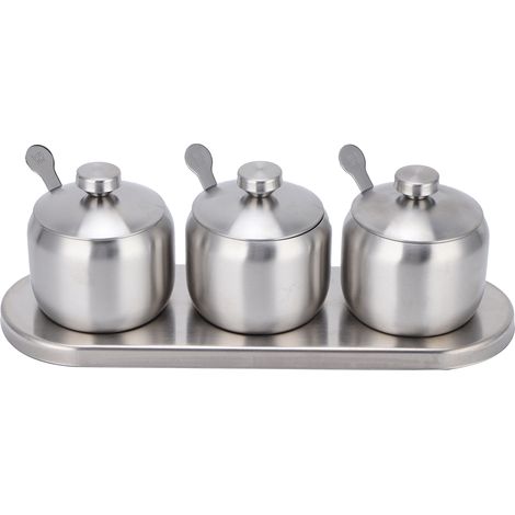Set aus Gewürzgläsern aus Edelstahl 304 für Salz, Zucker und Pfeffer (1/5)