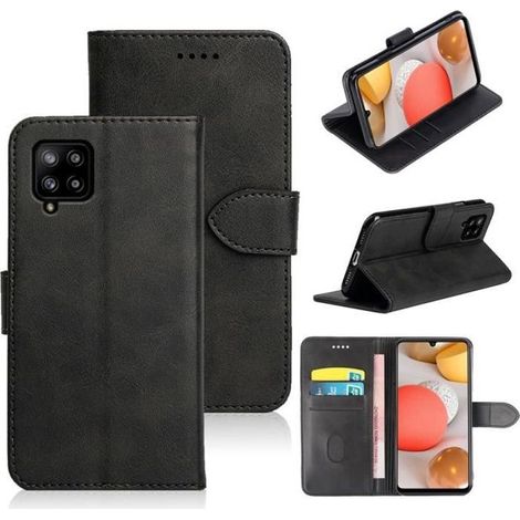 Téléphone Etui Coque pour Samsung Galaxy A12,Protection Housse en Cuir PU,[Emplacements Cartes],[Fonction Support] -Noir (1/4)
