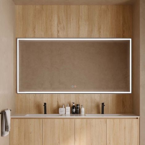 LEDIMEX-  Espejo Baño 120X80cm con Led y Antivaho Negro