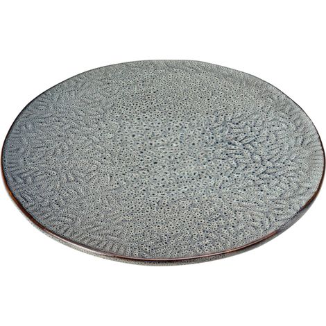 Plat à tarte en céramique – Plateau rond pour gâteaux, tartes, pizzas, etc. – Diamètre 34 cm – Passe au micro-ondes et au lave-vaisselle – Anthracite (1/5)