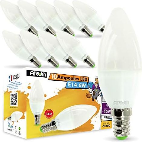 Arum Pack of 10 E14 6W Bulbs (equivalent to 40W) 420 Lumens Warm White 2700K [Energy Class G] (1/5)