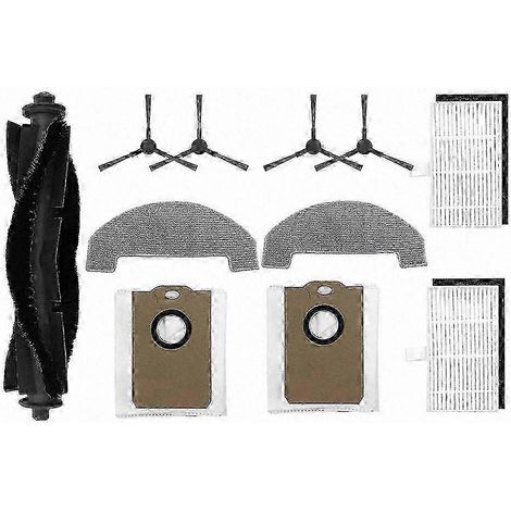Accessoires de rechange pour aspirateur robot MS1 MAX : brosse principale, sac à poussière, brosse latérale et chiffon de nettoyage. WHBYV (1/4)