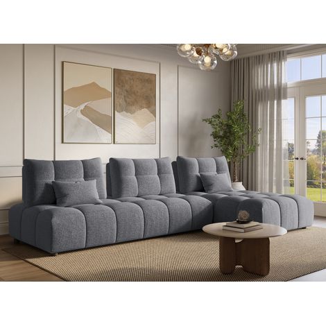 Canape dangle reversible en velours texture gris alana (1/5)