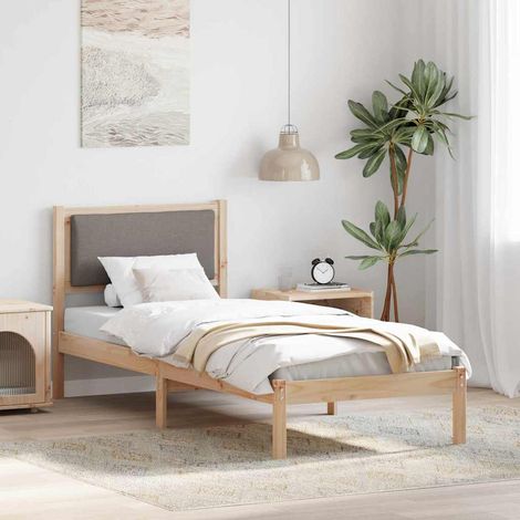 Bettrahmen mit Kopfteil Taupe 80 x 190 cm Massives Kiefernholz