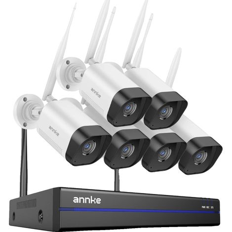 Sistema de cámaras de seguridad CCTV inalámbricas, resolución de 3MP, audio bidireccional, 6 cámaras de 3MP, sin necesidad de conexión a internet. (1/2)