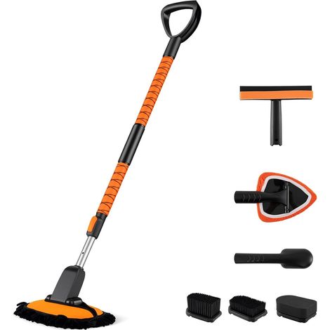 COSTWAY Kit Pulizia Auto, 10 Pezzi Kit Lavaggio Auto, Kit per Lavaggio Auto Senza Graffi con Impugnatura a D, Spazzole per Pneumatici, Set per Pulizia Veicoli per RV, Camion, Berlina (1/5)