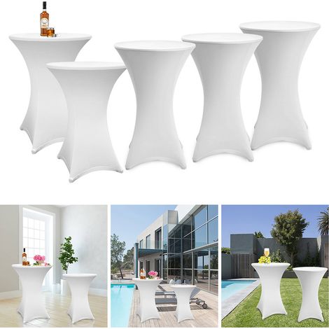 Hengda Set di 5 copritavolo bianchi per tavolo pieghevole alto 105 cm.Bianco. Ø 70-75 cm (1/5)