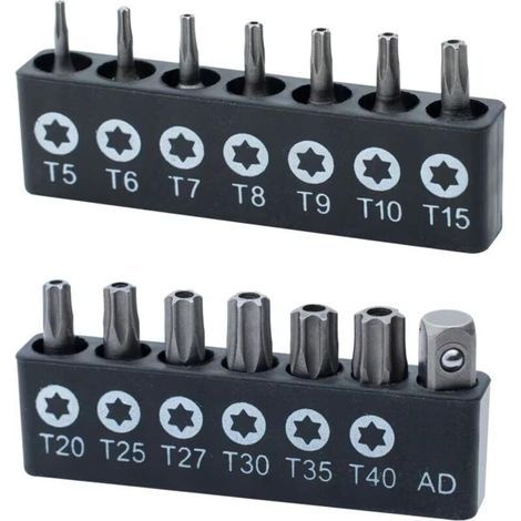 Satz mit 14 robusten Sternbits aus Chrom-Vanadium-Stahl, T40-Sicherheitsqualität, Lotspitze, 1/4-Zoll-Sechskantschaft. (1/4)