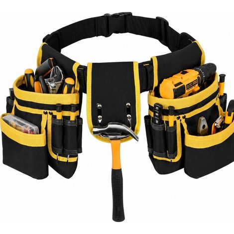Ceinture porte-outils à 22 poches avec porte-marteau, robuste, réglable jusqu'à 120 cm (1/5)