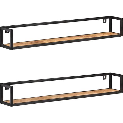 vidaXL Étagères murales 2 pcs 120 cm Bois de manguier brut (1/5)