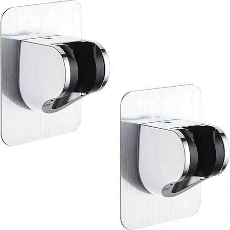 2PCS Support de Pommeau de Douche Autocollant Réglable, Support de Douchette Sans Percage, Fixation Robuste pour Salle de Bain, Hôtel et Maison, Porte Pommeau de Douche Durable (1/5)