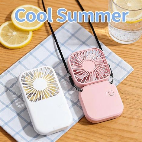 Mini ventiladores USB portátiles (paquete de 2), ventilador de escritorio personal con correa para colgar y soporte, ideal para picnics y viajes al aire libre en verano. (1/5)