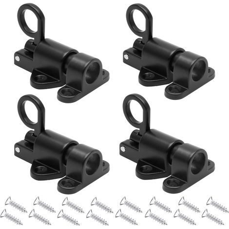 4 Stück elastische Türschlösser, schwarze automatische Federtürschlösser mit Schrauben für Holztüren und -fenster, Schränke, Kleiderschränke