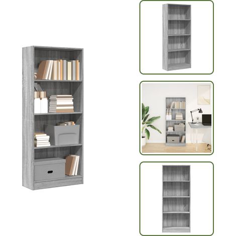 Bücherregal Grau Sonoma 60x24x143 cm Holzwerkstoff - Bücherregal - Bücherregale - Bücherschrank - Bücherschränke (1/5)
