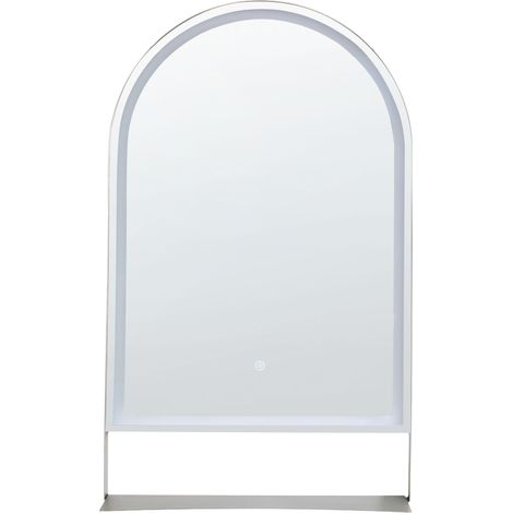 Wall Mounted Hanging LED Mirror 100 x 60 cm Modern with Shelf Bathroom Vanity Make-Up Bedroom VALOUZE (1/5)