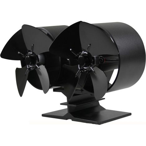 Ventilateur de poêle à bois à 8 pales et double moteur, pour cheminée, compatible avec les poêles à gaz, à granulés, à bois ou à bûches. (1/5)