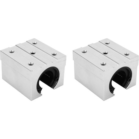Lot de 2 Coussinets Linéaires SBR25UU en Alliage d'Aluminium, Blocs Coulissants Résistants à l'Usure pour Mouvement Industriel (1/5)