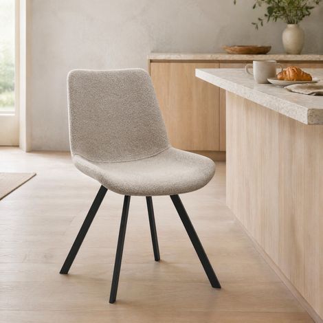 MEUBLIV Sillas de comedor giratorias 54x59x90 cm beige – tela, pack de 2 (1/5)