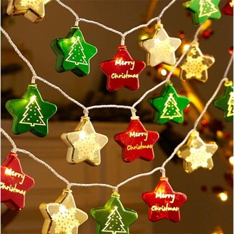Guirlande lumineuse LED étoile - 6 m, 40 lumières avec boîtier à piles, sans piles - Convient pour les décorations de Noël extérieures et intérieures (1/5)