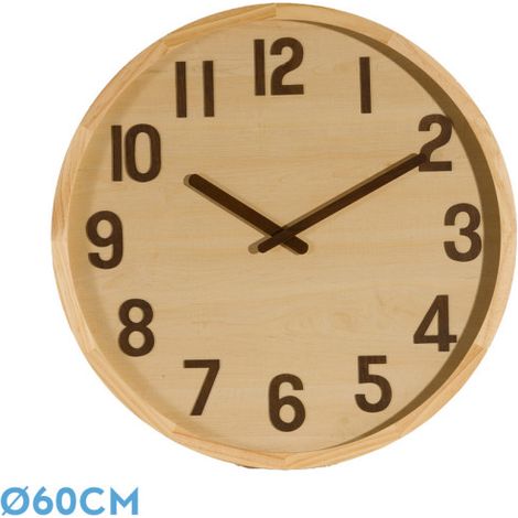 Orologio da parete in legno chiaro BORDEAUX 60x60x5 cm movimento continuo (1/4)
