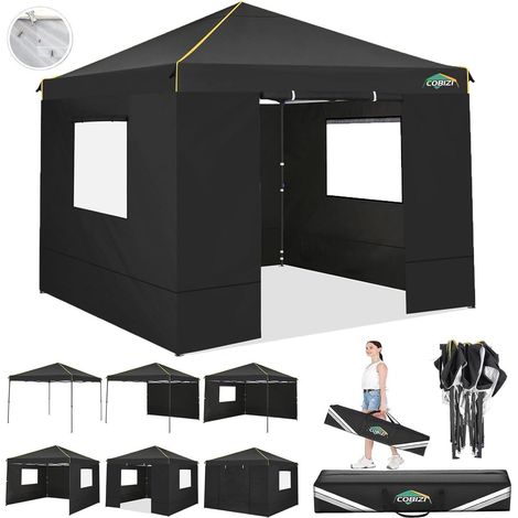 COBIZI Pavillon 3x3 Wasserdicht Stabil UV 50+ Partyzelt Schwarz (1/5)