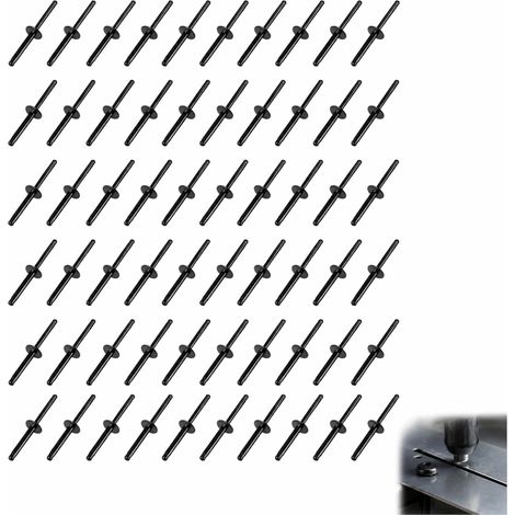 60 Pièces 4,8x25x10mm Rivets À Explosion Triple Pliage, Rivet Noirs En Aluminium, Tri Fold Exploding Pop Rivet, Aluminium Grande Bride Rivets, Noirs Rivetes À Grosse Tête Pour Industrie Automobile (1/5)
