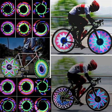 32 Motifs Attractifs Feu de Vélo Double Affichage Lumière à Rayons Lumière de Vélo Feu de Signalisation (1/5)