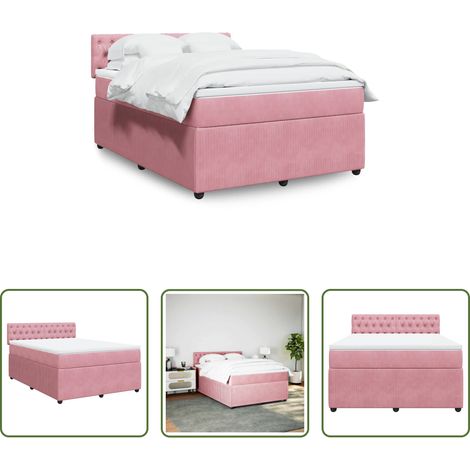 Matelas à ressorts ensachés - Sommier à lattes de lit avec matelas Rose 140x190 cm Velours (1/5)