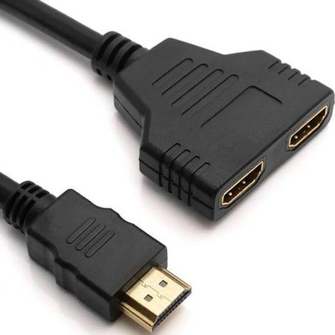 Divisor HDMI (1 entrada, 2 salidas) 1080p 60Hz Divisor HDMI 1.4 para pantallas duales adaptador/convertidor de cable HDMI para dos monitores Full HD. (1/4)