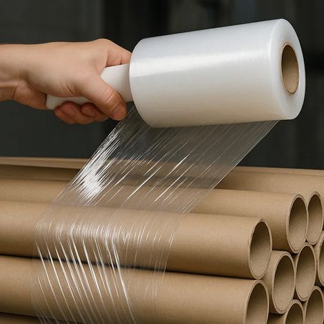 Rotolo di pellicola per imballaggio manuale 12,5 cm x 175 m 15 micron  Ideale per stoccaggio e trasporto  Pellicola trasparent (1/5)