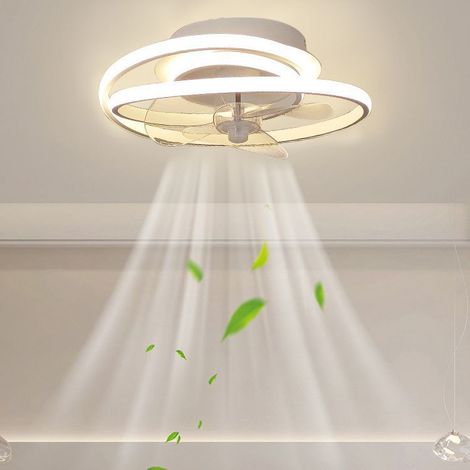 Ventilateur de Plafond LED Moderne 40 cm avec variation d’intensité, télécommande, moteur silencieux réversible, design spirale pour chambre et salon (1/5)