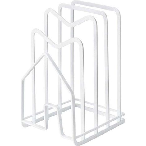 Estante de almacenamiento de escritorio (1 pieza), que permite guardar tapas de ollas y tablas de cortar sin necesidad de taladrar. (1/4)