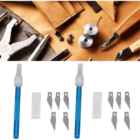 Zwei Sets im Set: Lederschnitzmesser, Taschenmesser, Schnitzwerkzeug aus Aluminiumstangen, Hakenmesser, Präzisions-Papierschneidemesser (1/5)
