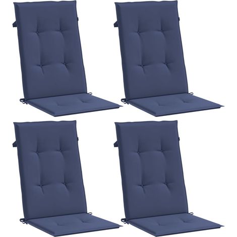 vidaXL Coussins de chaise à dossier haut lot de 4 bleu marine tissu