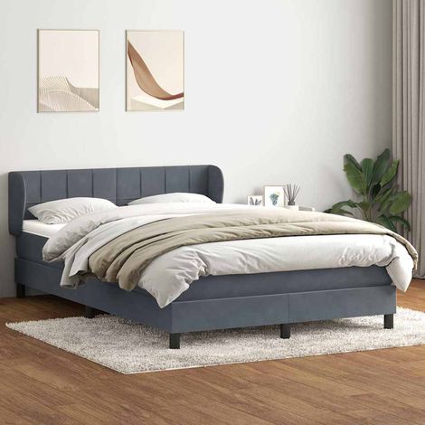 Cama box spring con colchón terciopelo gris oscuro 160x210 cm (1/5)